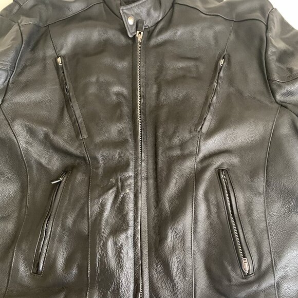 Interstate Leather Biker Motorcycle Riding Jacket Black Mens 3XL Quilted Lined - Picture 8 of 16